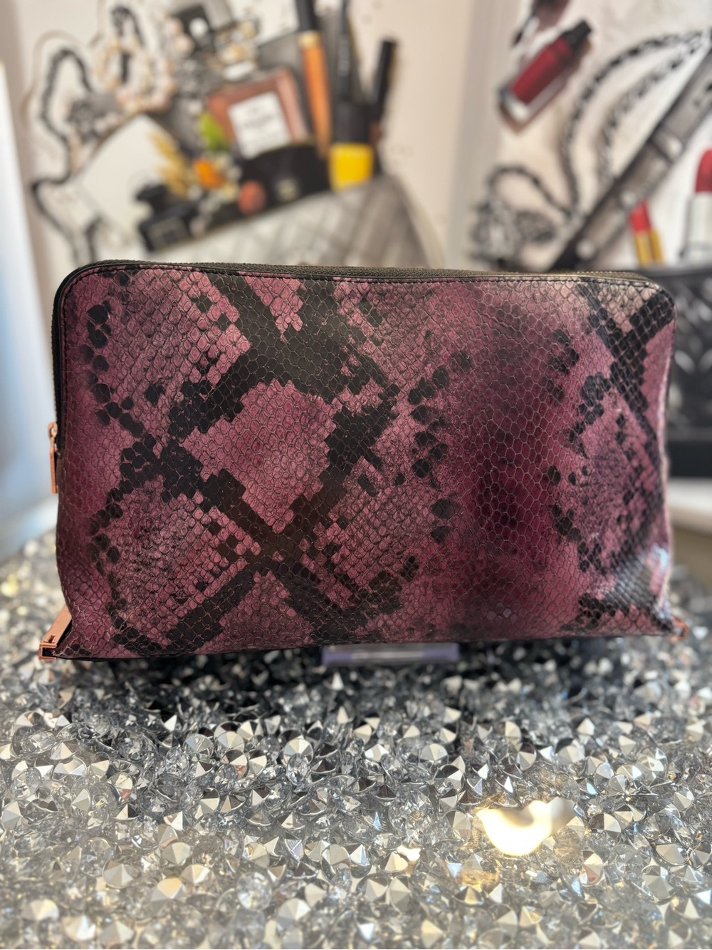 Ted Baker snakeskin clutch EUC